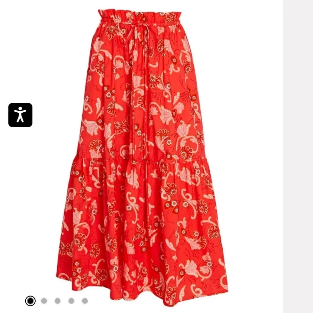 A.L.C Francis Cotton Tiered Midi Skirt in Calla Multi Sz 14